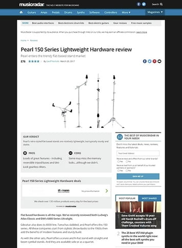MusicRadar.com Pearl 150 Series Lightweight Hardware MusicRadar.com Pearl 150 Series Lightweight Hardware