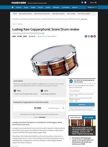 MusicRadar.com Ludwig Raw Copperphonic Snare Drum MusicRadar.com Ludwig Raw Copperphonic Snare Drum