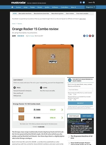 MusicRadar.com Orange Rocker 15 1X0 Combo MusicRadar.com Orange Rocker 15 1X0 Combo