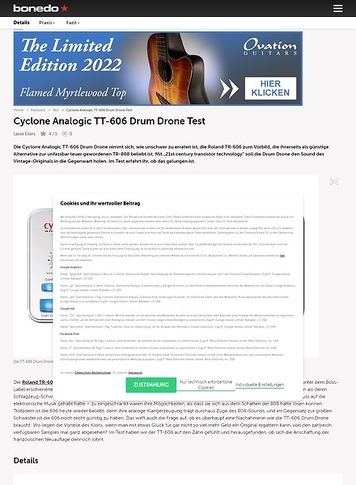 Bonedo.de Cyclone Analogic TT-606 Drum Drone Bonedo.de Cyclone Analogic TT-606 Drum Drone