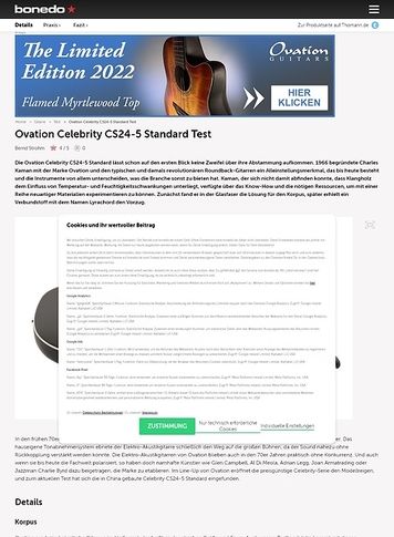 Bonedo.de Ovation Celebrity CS24-5 Standard Bonedo.de Ovation Celebrity CS24-5 Standard