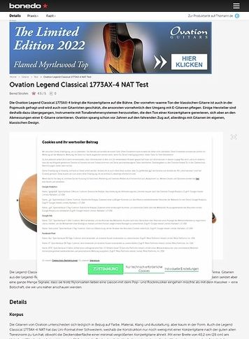 Bonedo.de Ovation Legend Classical 1773AX-4 NAT Bonedo.de Ovation Legend Classical 1773AX-4 NAT