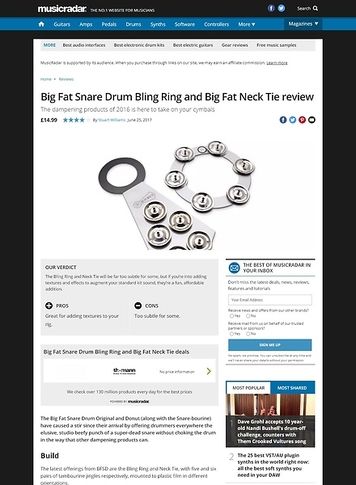 MusicRadar.com Big Fat Snare Drum Bling Ring and Big Fat Neck Tie MusicRadar.com Big Fat Snare Drum Bling Ring and Big Fat Neck Tie
