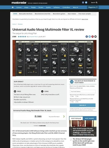 MusicRadar.com Universal Audio Moog Multimode Filter XL MusicRadar.com Universal Audio Moog Multimode Filter XL