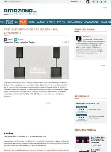 Amazona.de Electro-Voice ETX 12P und ETX 15SP Amazona.de Electro-Voice ETX 12P und ETX 15SP