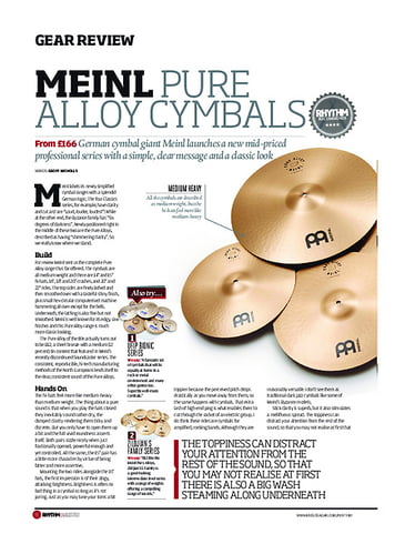 Rhythm Meinl Pure Alloy Cymbals Rhythm Meinl Pure Alloy Cymbals