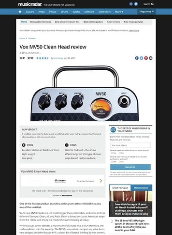 MusicRadar.com Vox MV50 Clean Head MusicRadar.com Vox MV50 Clean Head