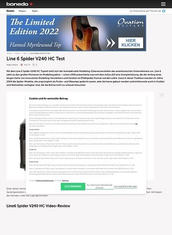 Bonedo.de Line 6 Spider V240 HC Bonedo.de Line 6 Spider V240 HC