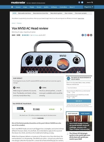 MusicRadar.com Vox MV50 AC Head MusicRadar.com Vox MV50 AC Head