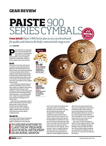 Rhythm Paiste 900 Series Cymbals Rhythm Paiste 900 Series Cymbals