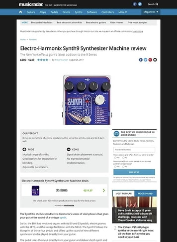 MusicRadar.com Electro-Harmonix Synth9 Synthesizer Machine MusicRadar.com Electro-Harmonix Synth9 Synthesizer Machine