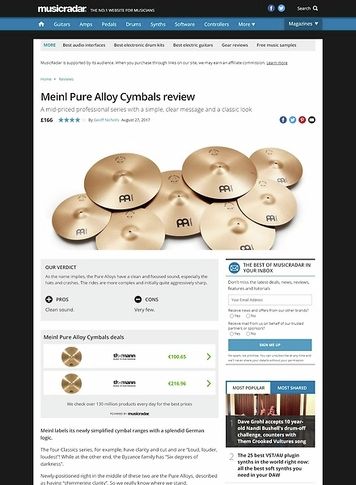 MusicRadar.com Meinl Pure Alloy Cymbals MusicRadar.com Meinl Pure Alloy Cymbals
