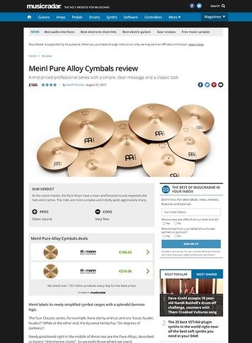 MusicRadar.com Meinl Pure Alloy Cymbals MusicRadar.com Meinl Pure Alloy Cymbals