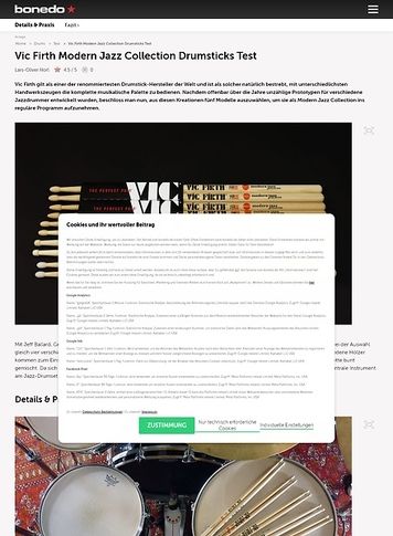 Bonedo.de Vic Firth Modern Jazz Collection Drumsticks Bonedo.de Vic Firth Modern Jazz Collection Drumsticks