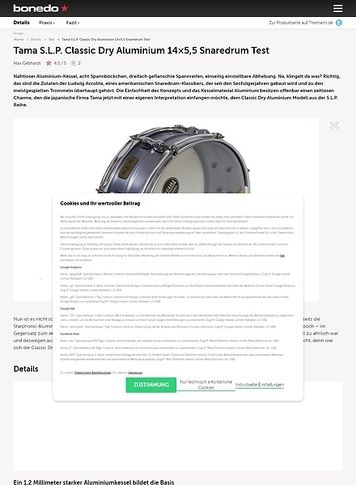 Bonedo.de Tama S.L.P. Classic Dry Aluminium 14x5,5 Snaredrum Bonedo.de Tama S.L.P. Classic Dry Aluminium 14x5,5 Snaredrum