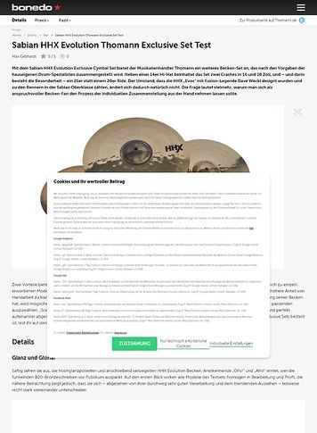 Bonedo.de Sabian HHX Evolution Thomann Exclusive Set Bonedo.de Sabian HHX Evolution Thomann Exclusive Set