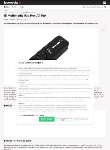 Bonedo.de IK Multimedia iRig Pro I/O Bonedo.de IK Multimedia iRig Pro I/O