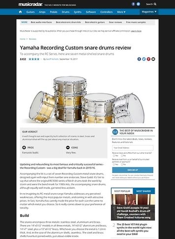 MusicRadar.com Yamaha Recording Custom snare drums MusicRadar.com Yamaha Recording Custom snare drums