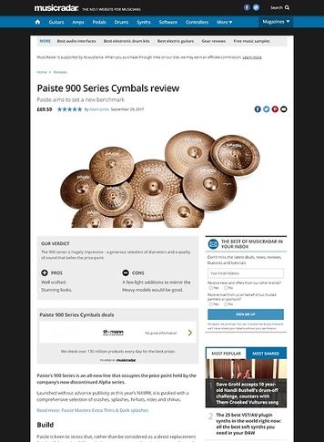 MusicRadar.com Paiste 900 Series Cymbals MusicRadar.com Paiste 900 Series Cymbals