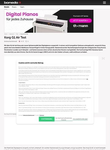 Bonedo.de Korg G1 Air Digitalpiano Bonedo.de Korg G1 Air Digitalpiano