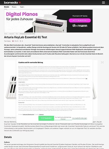 Bonedo.de Arturia KeyLab Essentials 61 Bonedo.de Arturia KeyLab Essentials 61