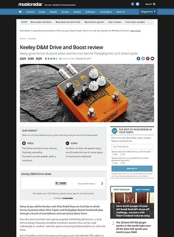 MusicRadar.com Keeley D&M Drive and Boost MusicRadar.com Keeley D&M Drive and Boost