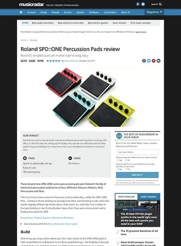 MusicRadar.com Roland SPD::ONE Percussion Pads MusicRadar.com Roland SPD::ONE Percussion Pads