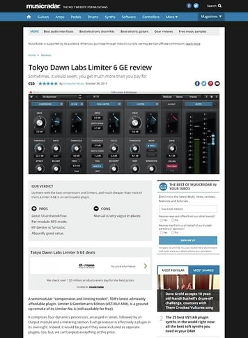 MusicRadar.com Tokyo Dawn Labs Limiter 6 GE MusicRadar.com Tokyo Dawn Labs Limiter 6 GE