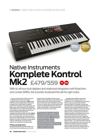 Computer Music Komplete Kontrol mk 2 Computer Music Komplete Kontrol mk 2