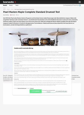 Bonedo.de Pearl Masters Maple Complete Standard Drumset Bonedo.de Pearl Masters Maple Complete Standard Drumset