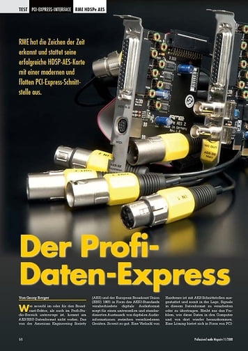 Professional Audio Der Profi-Daten-Express RME HDSPe AES Professional Audio Der Profi-Daten-Express RME HDSPe AES
