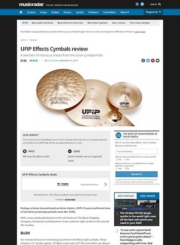 MusicRadar.com UFIP Effects Cymbals MusicRadar.com UFIP Effects Cymbals