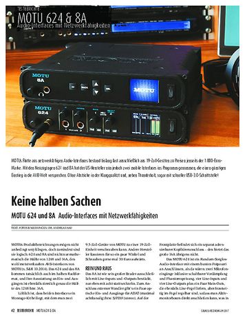 Sound & Recording MOTU 624 und 8A Sound & Recording MOTU 624 und 8A