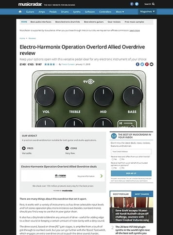 MusicRadar.com Electro-Harmonix Operation Overlord Allied Overdrive MusicRadar.com Electro-Harmonix Operation Overlord Allied Overdrive