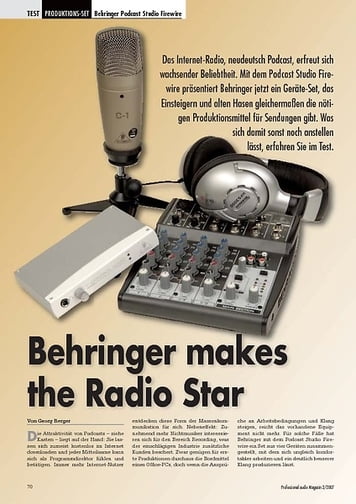 Professional Audio Behringer makes the Radio Star: Podcast Studio FW Professional Audio Behringer makes the Radio Star: Podcast Studio FW