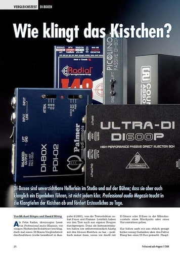 Professional Audio Wie klingt das Kistchen? DI-boxen Test Professional Audio Wie klingt das Kistchen? DI-boxen Test