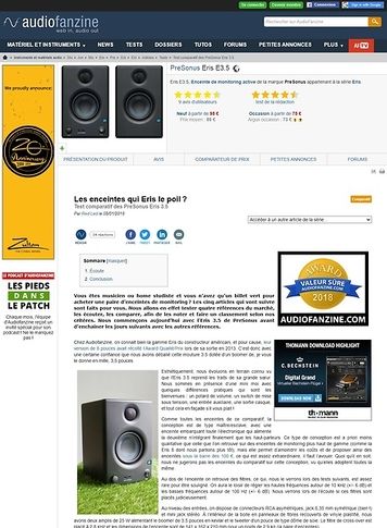 Audiofanzine.com PreSonus Eris E3.5 Audiofanzine.com PreSonus Eris E3.5