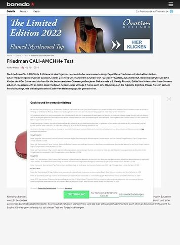 Bonedo.de Friedman CALI-AMCHH+ Bonedo.de Friedman CALI-AMCHH+