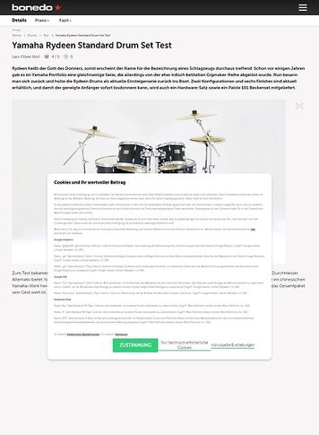 Bonedo.de Yamaha Rydeen Standard Drum Set Bonedo.de Yamaha Rydeen Standard Drum Set