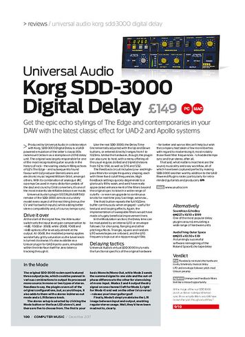 Computer Music Korg SDD-3000 D igital Delay Computer Music Korg SDD-3000 D igital Delay