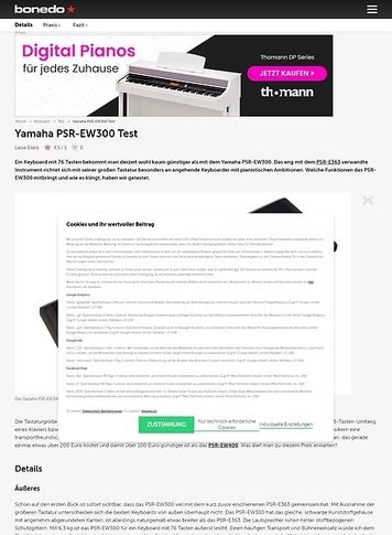 Bonedo.de Yamaha PSR-EW300 Bonedo.de Yamaha PSR-EW300