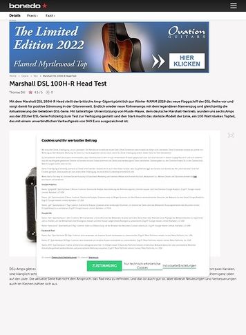 Bonedo.de Marshall DSL 100H-R Head Bonedo.de Marshall DSL 100H-R Head