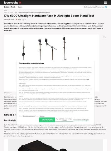 Bonedo.de DW 6000 Ultralight Hardware Pack & Ultralight Boom Stand Bonedo.de DW 6000 Ultralight Hardware Pack & Ultralight Boom Stand