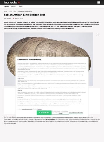 Bonedo.de Sabian Artisan Elite Becken Bonedo.de Sabian Artisan Elite Becken