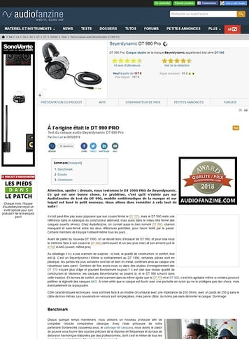 Audiofanzine.com Beyerdynamic DT 990 Pro Audiofanzine.com Beyerdynamic DT 990 Pro
