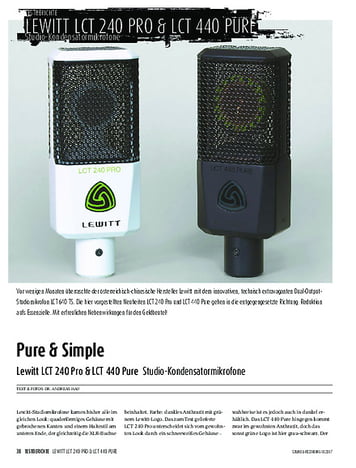 Sound & Recording Lewitt LCT 240 Pro & LCT 440 Pure Sound & Recording Lewitt LCT 240 Pro & LCT 440 Pure