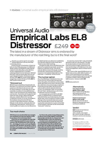 Computer Music Universal Audio Empirical Labs EL8 Distressor Computer Music Universal Audio Empirical Labs EL8 Distressor