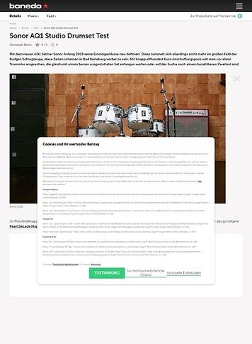 Bonedo.de Sonor AQ1 Studio Drumset Bonedo.de Sonor AQ1 Studio Drumset