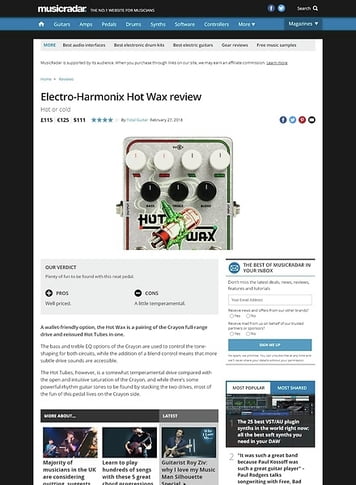 MusicRadar.com Electro-Harmonix Hot Wax MusicRadar.com Electro-Harmonix Hot Wax