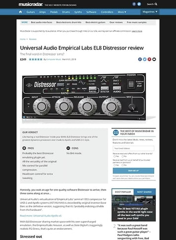 MusicRadar.com Universal Audio Empirical Labs EL8 Distressor MusicRadar.com Universal Audio Empirical Labs EL8 Distressor